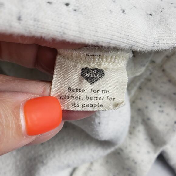 Madewell Womens L Donegal Mockneck Side Button Sweatshirt Pullover Cream Speckle - Picture 4 of 8